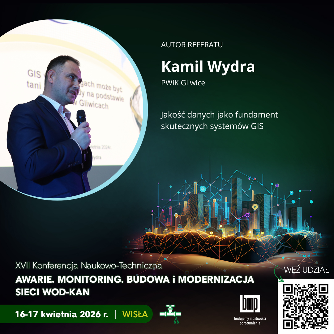 Plakat konferencji WOD-KAN 2026 w Wiśle z informacją o wystąpieniu Kamila Wydry